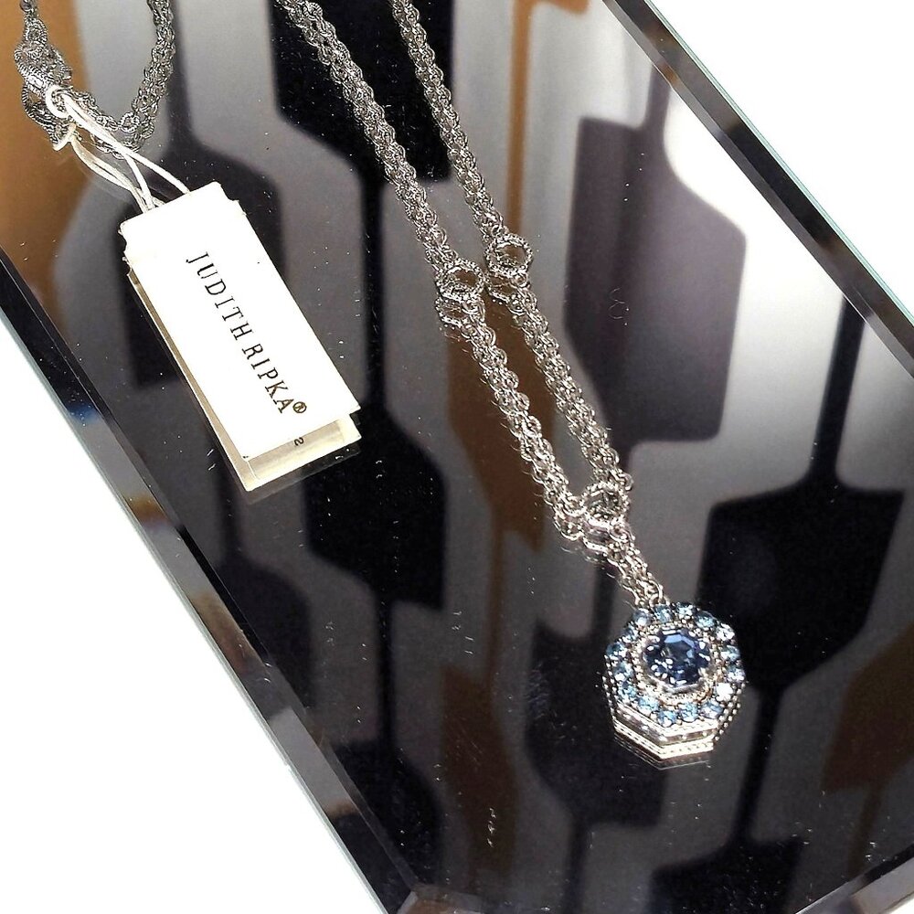 Judith Ripka Necklace Casablanca London Blue Swiss Blue Topaz Sterling NWT